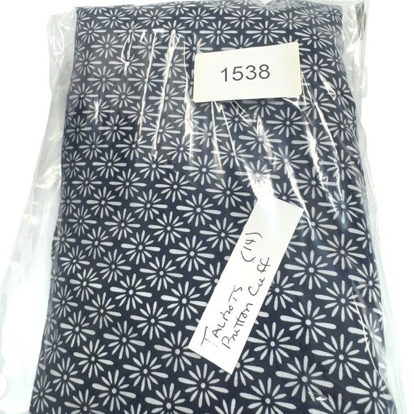 Talbots Crop Skimmer Pants Button Hem Blue Print Women 14 Coastal Preppy Stretch - Picture 14 of 14